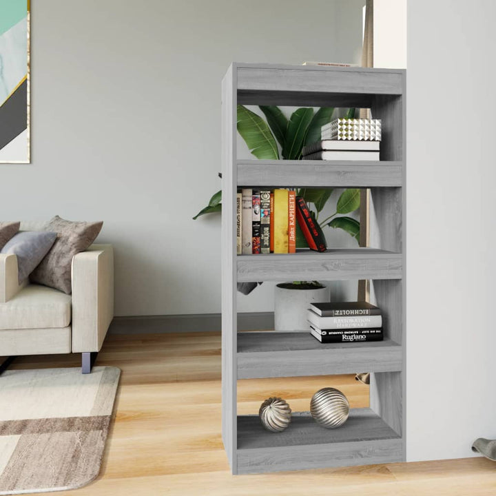 Boekenkast/kamerscherm 60x30x135 cm bewerkt hout grijs sonoma