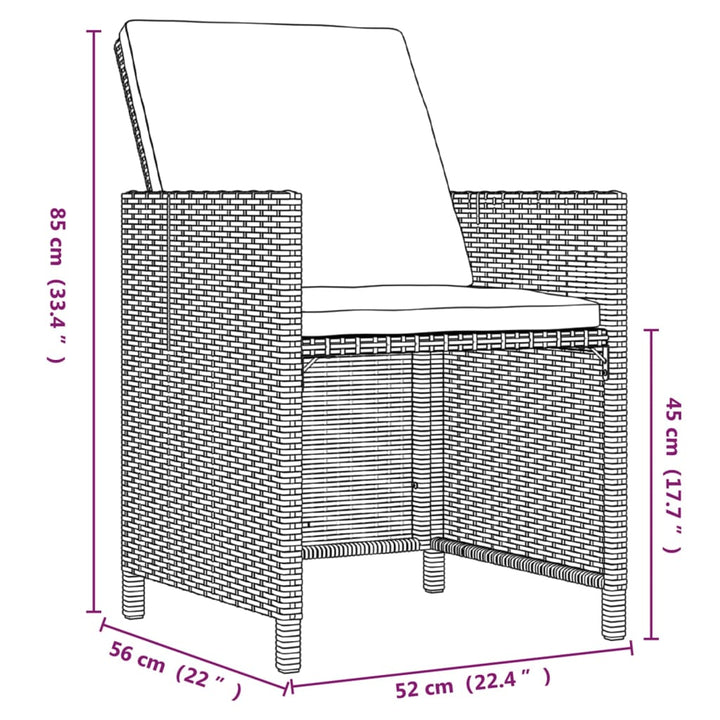 9-delige Tuinset met kussens poly rattan beige