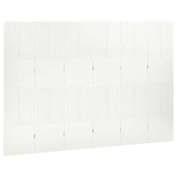 Kamerschermen 2 st met 6 panelen 240x180 cm staal wit