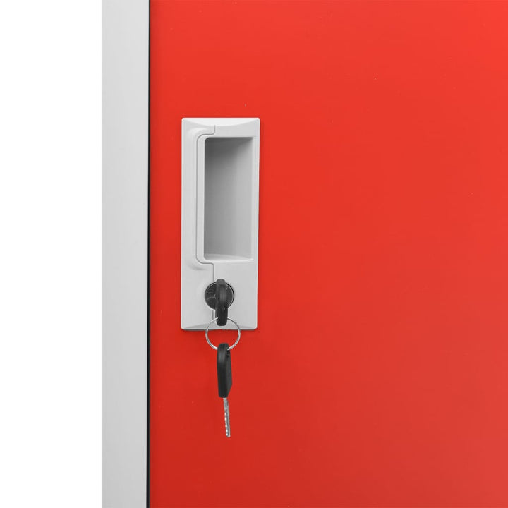 Lockerkasten 2 st 90x45x92,5 cm staal lichtgrijs en rood