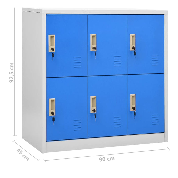 Lockerkasten 2 st 90x45x92,5 cm staal lichtgrijs en blauw