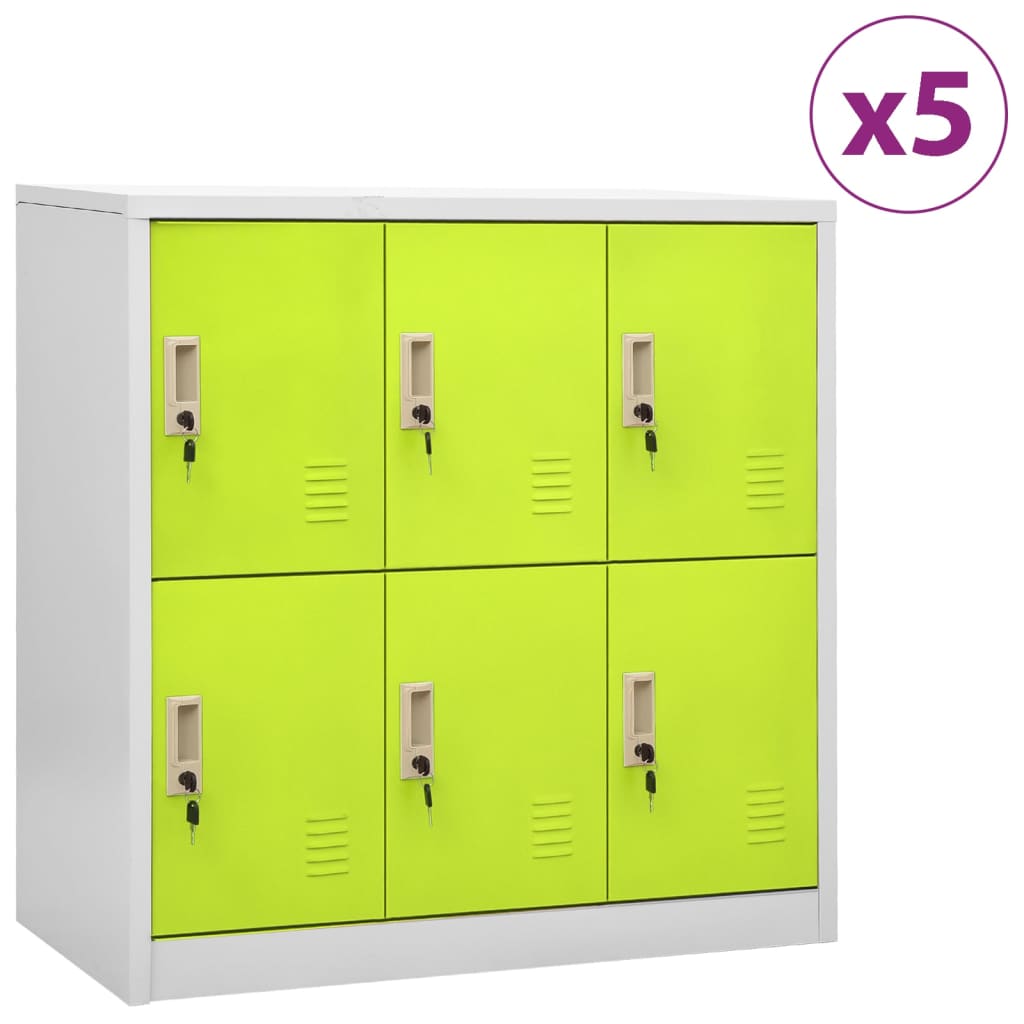 Lockerkasten 5 st 90x45x92,5 cm staal lichtgrijs en groen