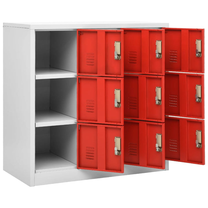 Lockerkasten 2 st 90x45x92,5 cm staal lichtgrijs en rood