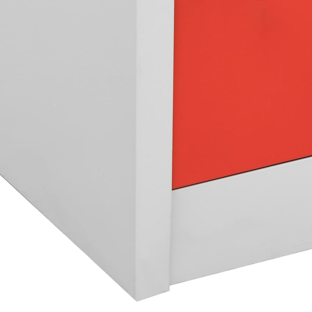 Lockerkasten 5 st 90x45x92,5 cm staal lichtgrijs en rood