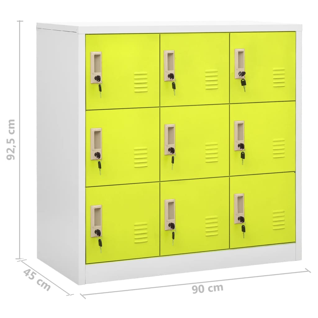 Lockerkasten 5 st 90x45x92,5 cm staal lichtgrijs en groen