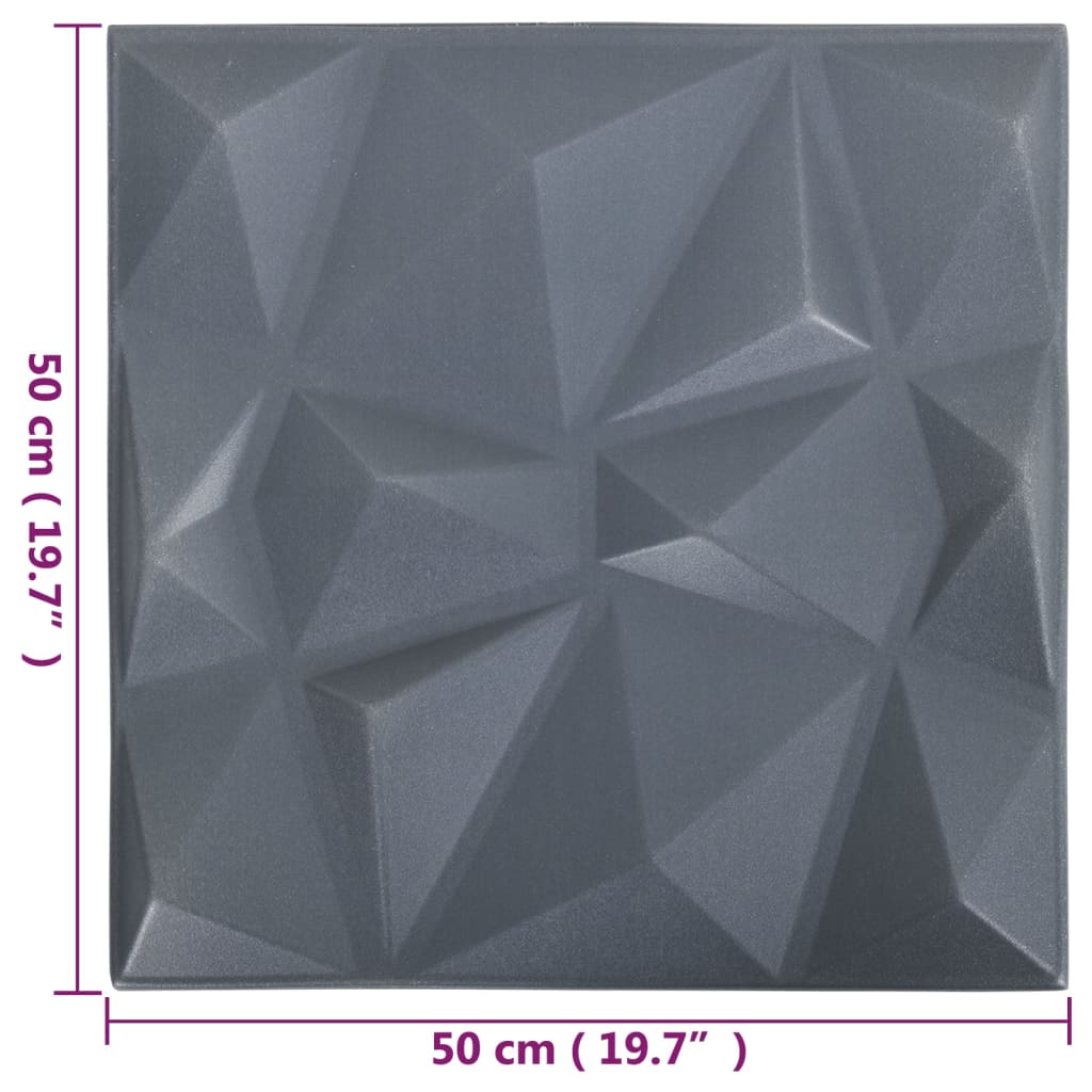 12 st Wandpanelen 3D 3 m² 50x50 cm diamantgrijs