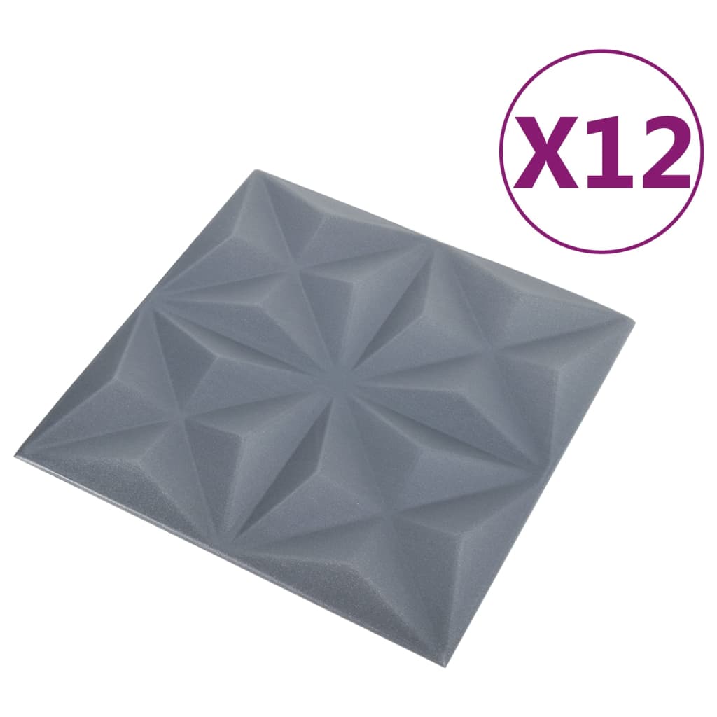 12 st Wandpanelen 3D 3 m² 50x50 cm origamigrijs