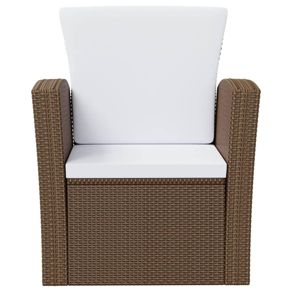 8-delige Loungeset met kussens poly rattan bruin