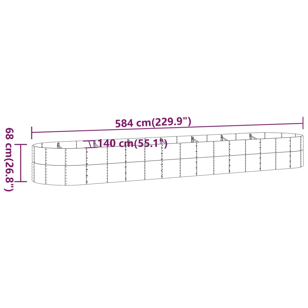 Plantenbak 584x140x68 cm gepoedercoat staal bruin