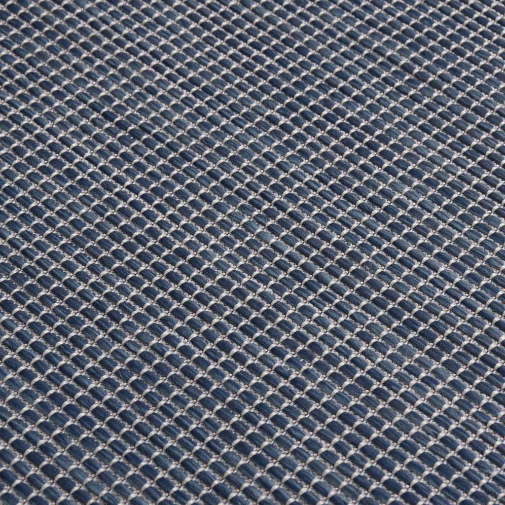 Buitenkleed platgeweven 80x150 cm blauw