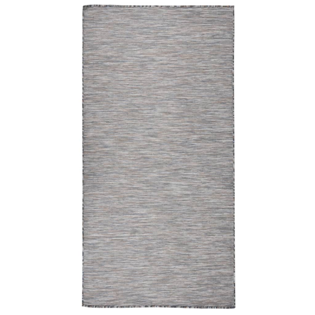 Buitenkleed platgeweven 100x200 cm bruin en zwart