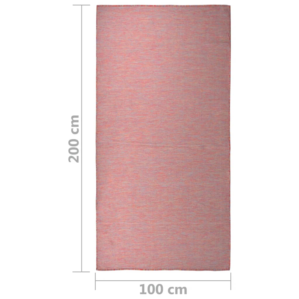 Buitenkleed platgeweven 100x200 cm rood