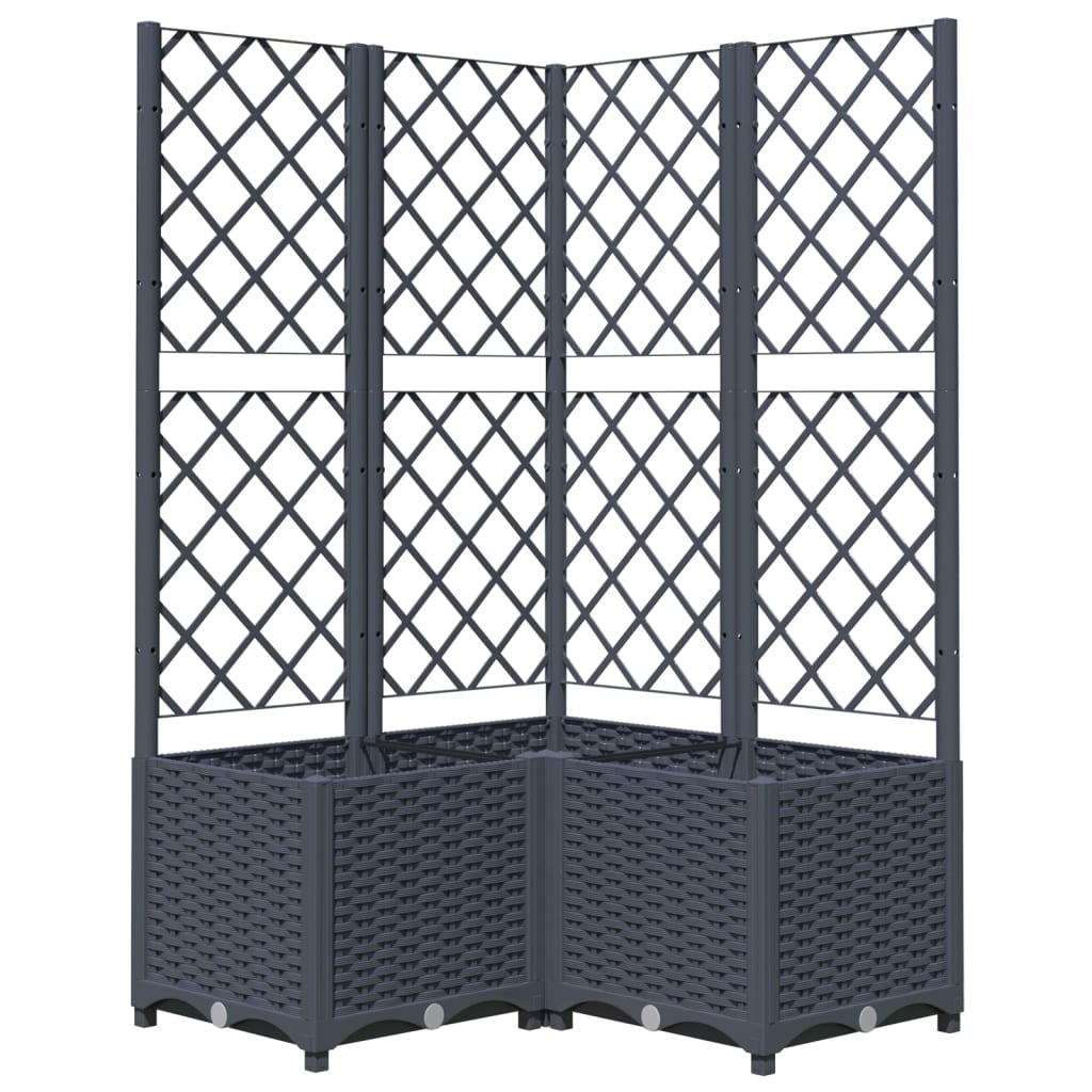 Plantenbak met latwerk 80x80x136 cm polypropeen donkergrijs