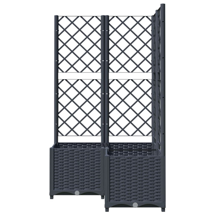 Plantenbak met latwerk 80x80x136 cm polypropeen donkergrijs