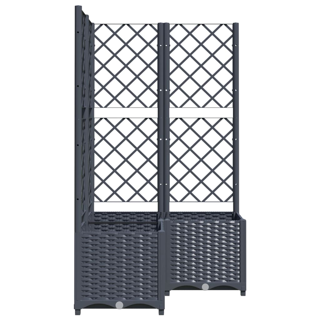 Plantenbak met latwerk 80x80x136 cm polypropeen donkergrijs