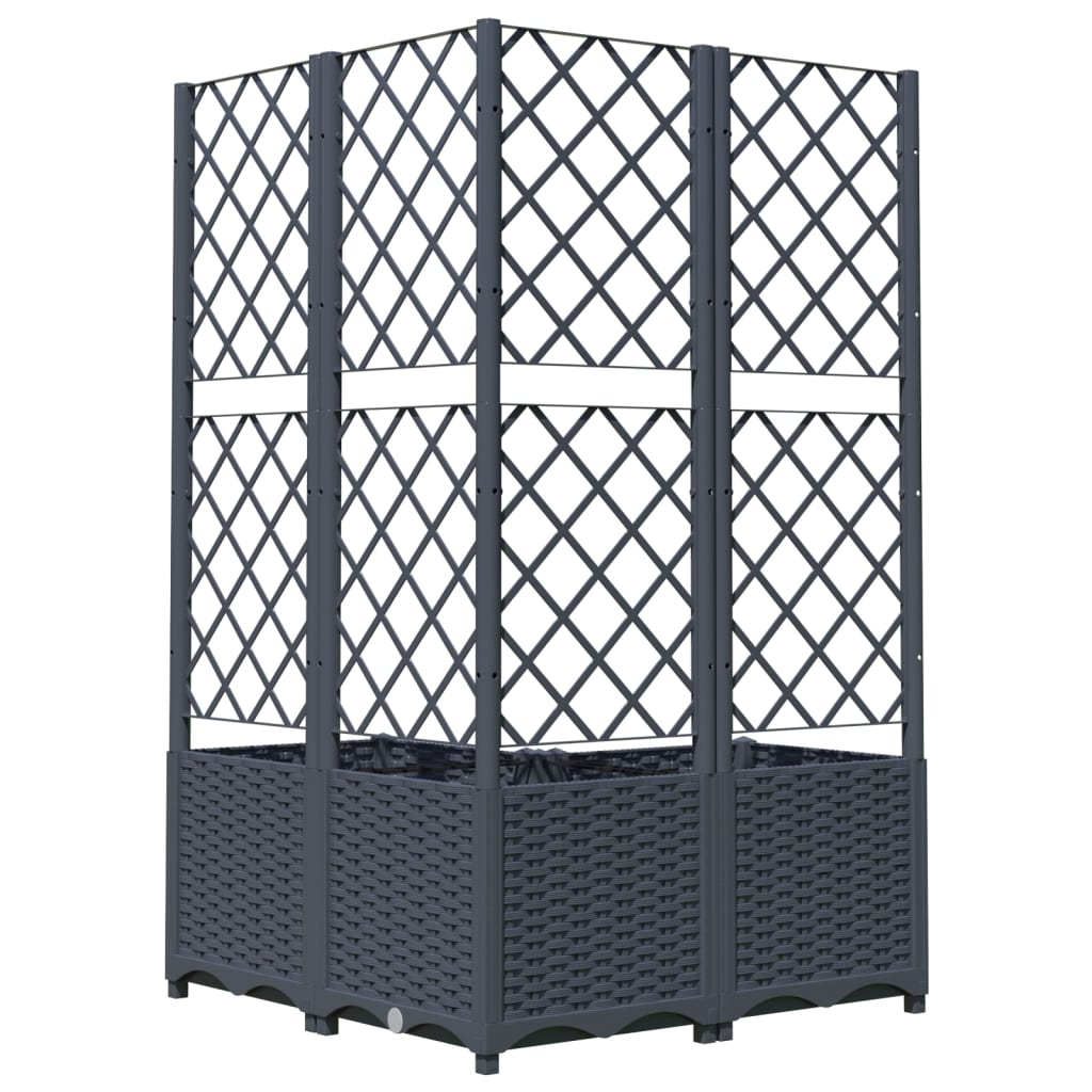 Plantenbak met latwerk 80x80x136 cm polypropeen donkergrijs