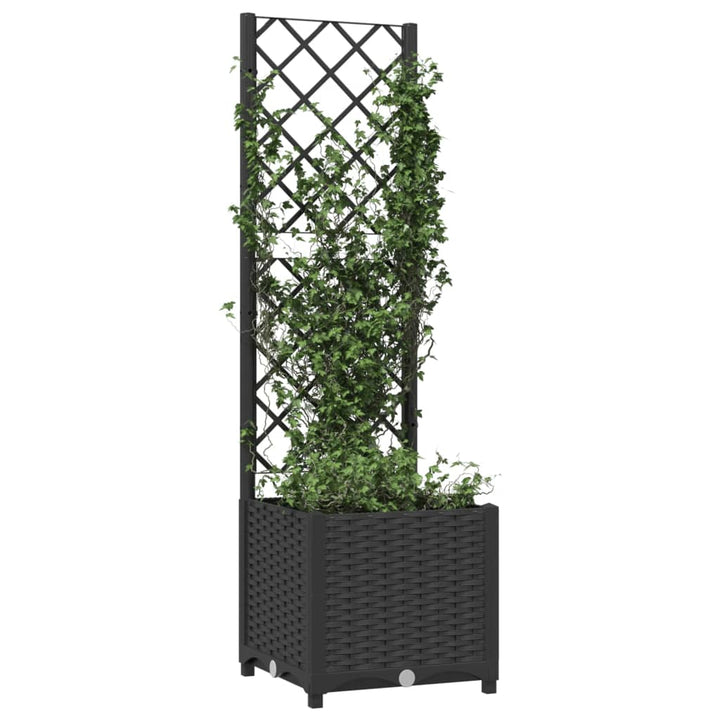 Plantenbak met latwerk 40x40x136 cm polypropeen zwart