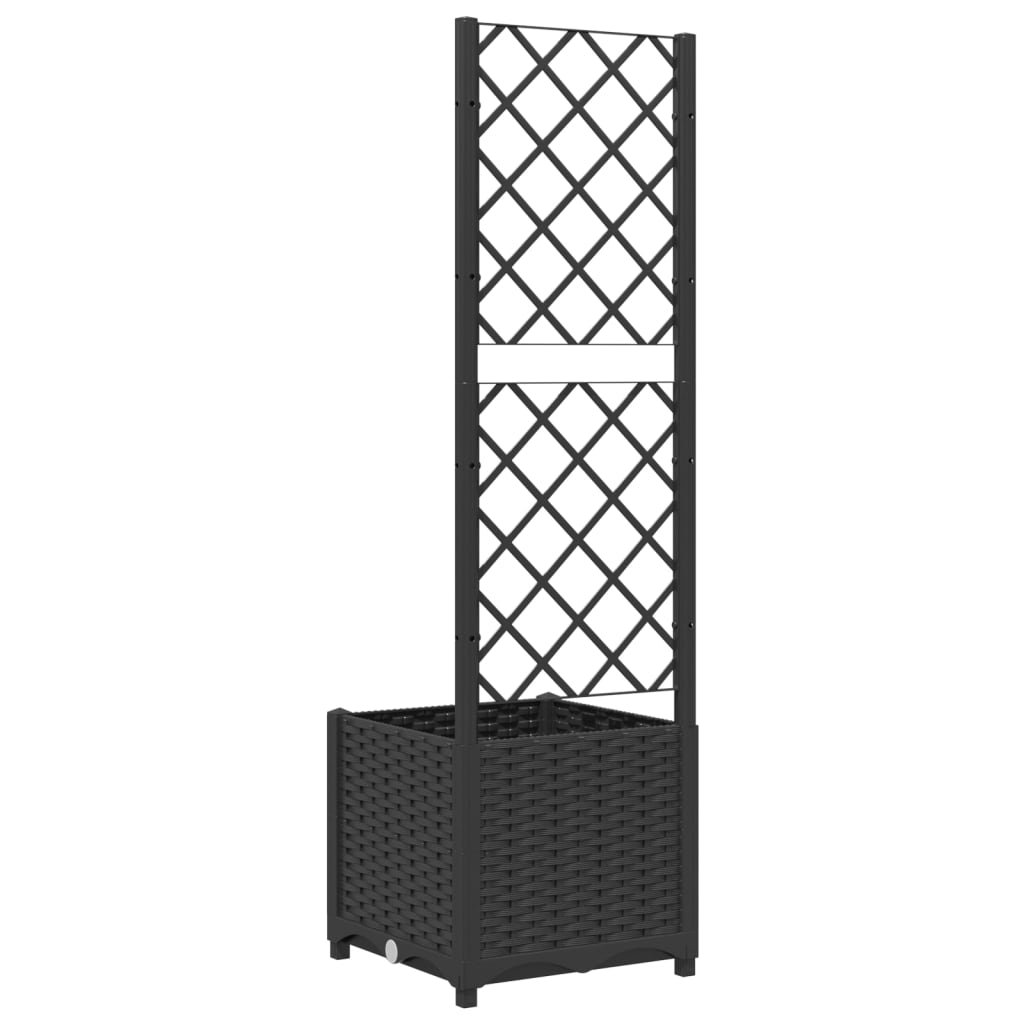 Plantenbak met latwerk 40x40x136 cm polypropeen zwart