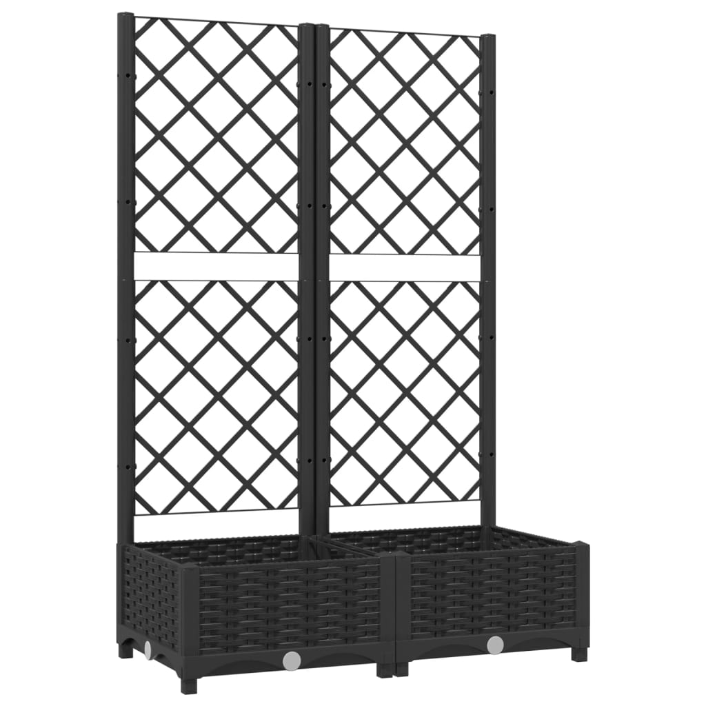 Plantenbak met latwerk 80x40x121,5 cm polypropeen zwart