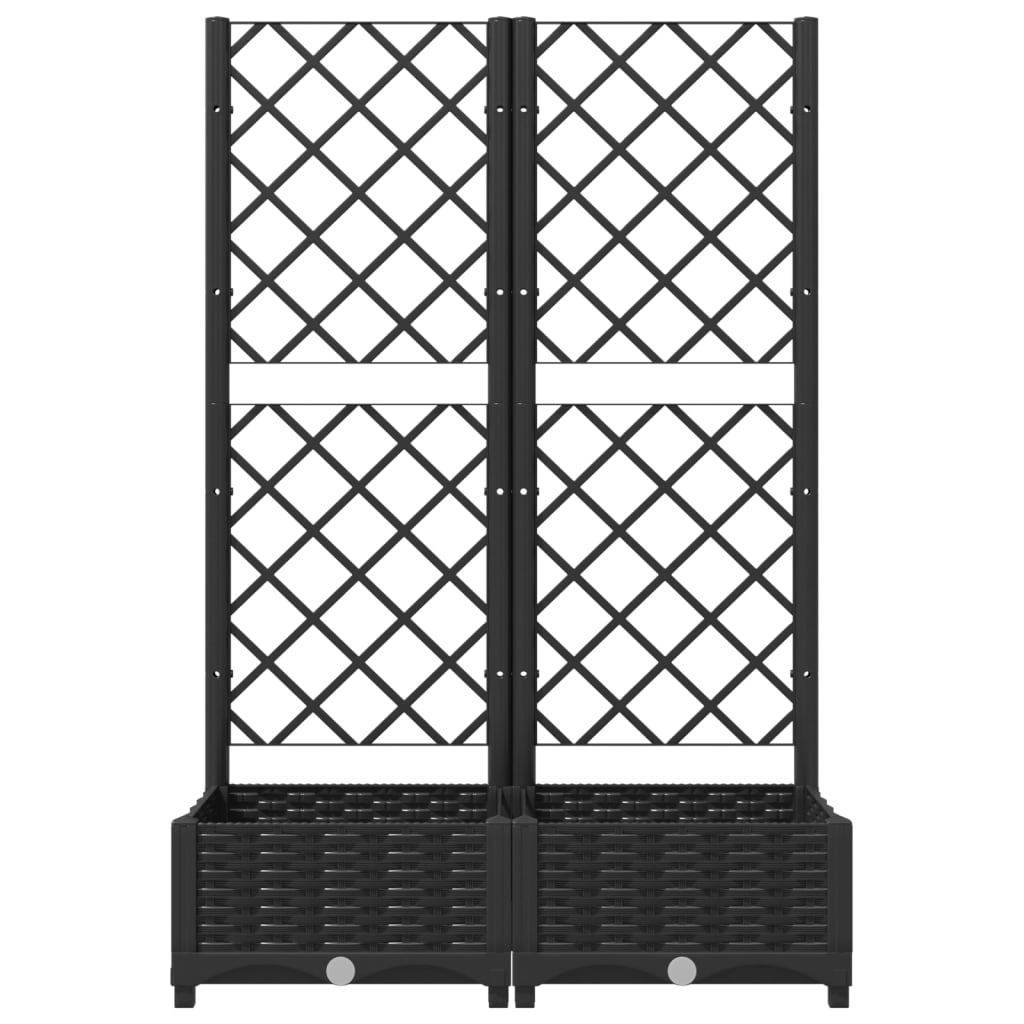 Plantenbak met latwerk 80x40x121,5 cm polypropeen zwart