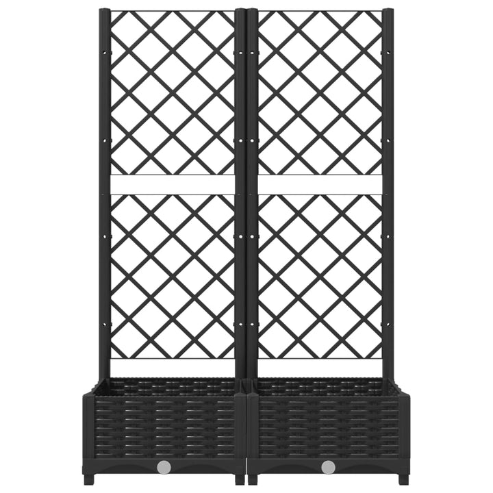 Plantenbak met latwerk 80x40x121,5 cm polypropeen zwart