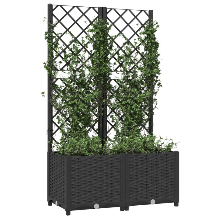 Plantenbak met latwerk 80x40x136 cm polypropeen zwart