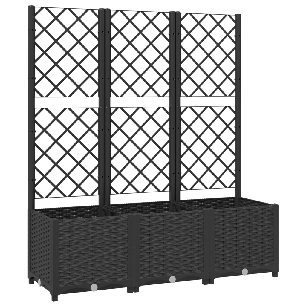 Plantenbak met latwerk 120x40x136 cm polypropeen zwart