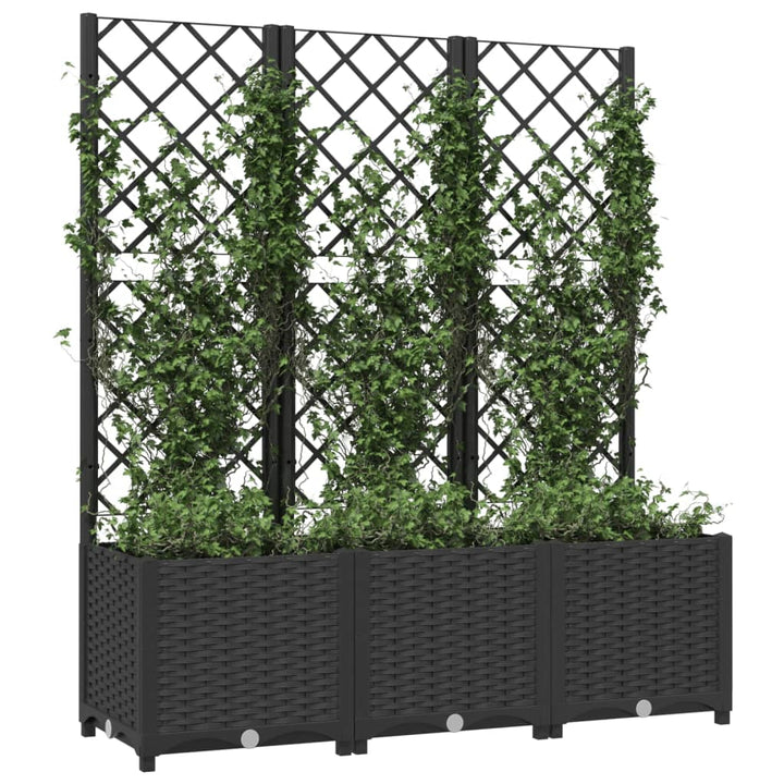 Plantenbak met latwerk 120x40x136 cm polypropeen zwart