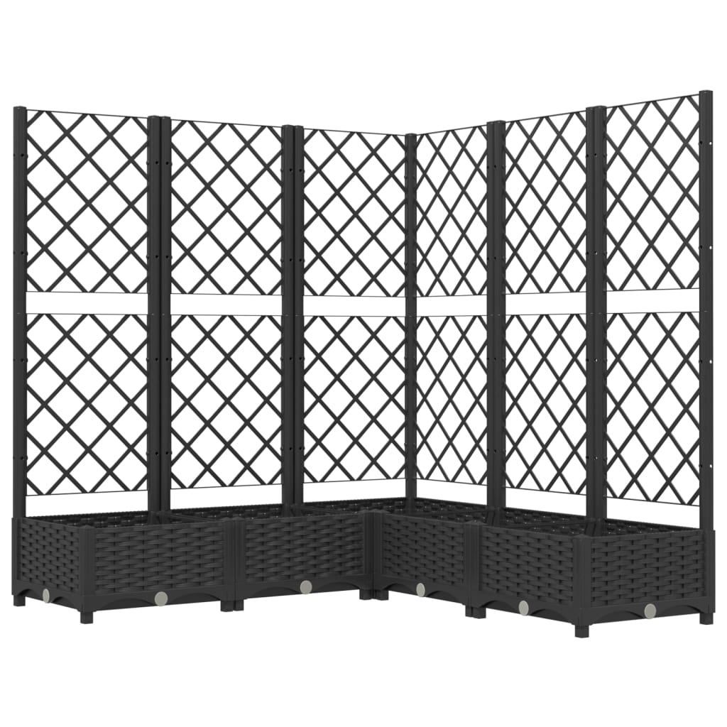 Plantenbak met latwerk 120x120x121,5 cm polypropeen zwart