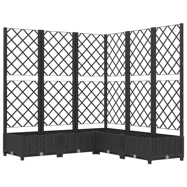 Plantenbak met latwerk 120x120x121,5 cm polypropeen zwart