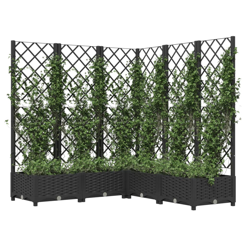 Plantenbak met latwerk 120x120x121,5 cm polypropeen zwart