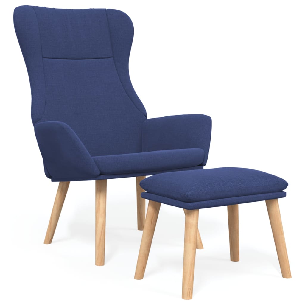 Relaxstoel met voetenbank stof blauw
