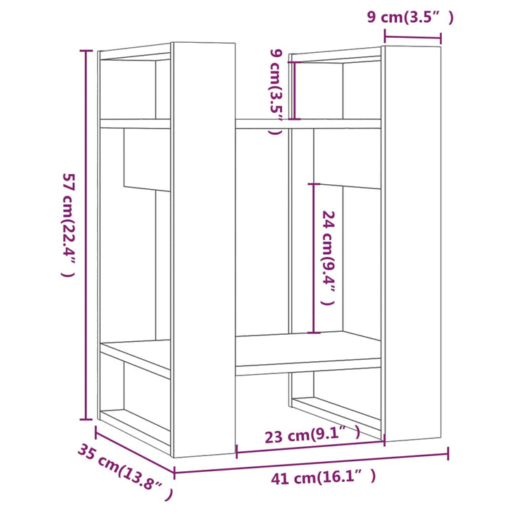 Boekenkast/kamerscherm 41x35x57 cm massief grenenhout grijs