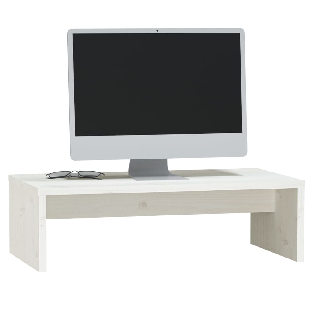 Monitorstandaard 50x27x15 cm massief grenenhout wit