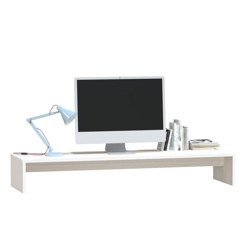 Monitorstandaard 100x27x15 cm massief grenenhout wit