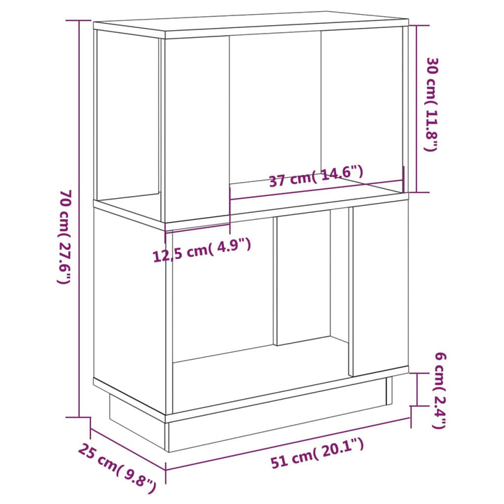 Boekenkast/kamerscherm 51x25x70 cm massief grenenhout grijs