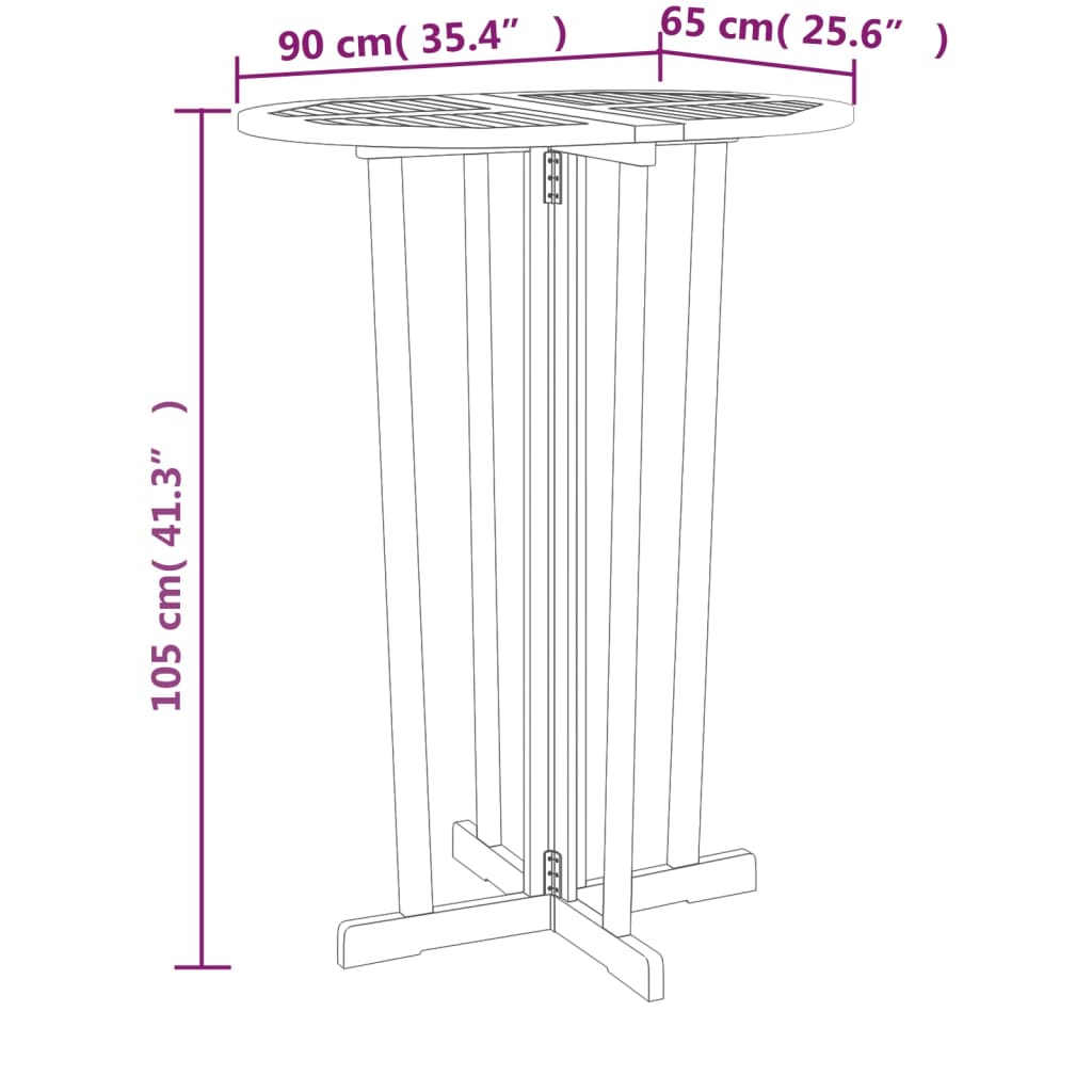 Bartafel inklapbaar 90x65x105 cm massief teakhout