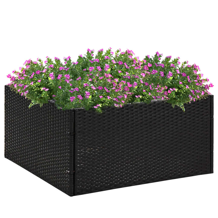 Plantenbak 80x80x40 cm poly rotan zwart