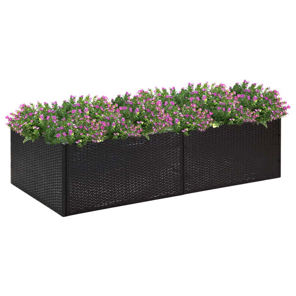 Plantenbak 157x80x40 cm poly rotan zwart