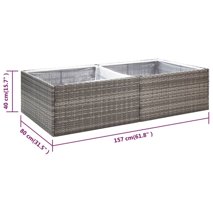 Plantenbak 157x80x40 cm poly rattan grijs