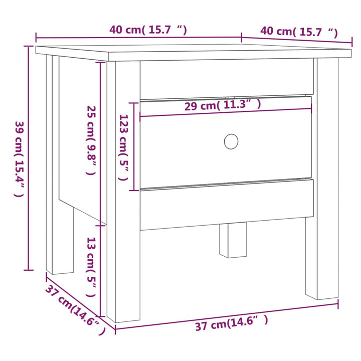 Bijzettafel 40x40x39 cm massief grenenhout