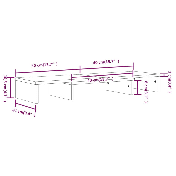 Monitorstandaard 80x24x10,5 cm massief grenenhout honingbruin