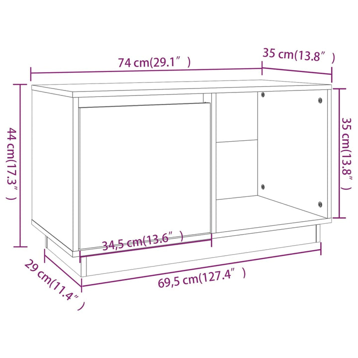 Tv-meubel 74x35x44 cm massief grenenhout honingbruin