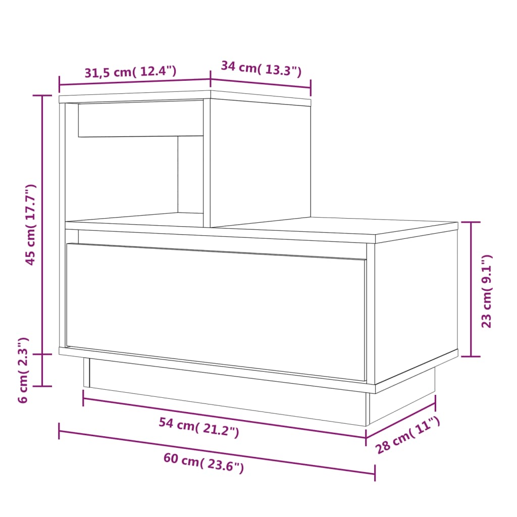 Nachtkastjes 2 st 60x34x51 cm massief grenenhout