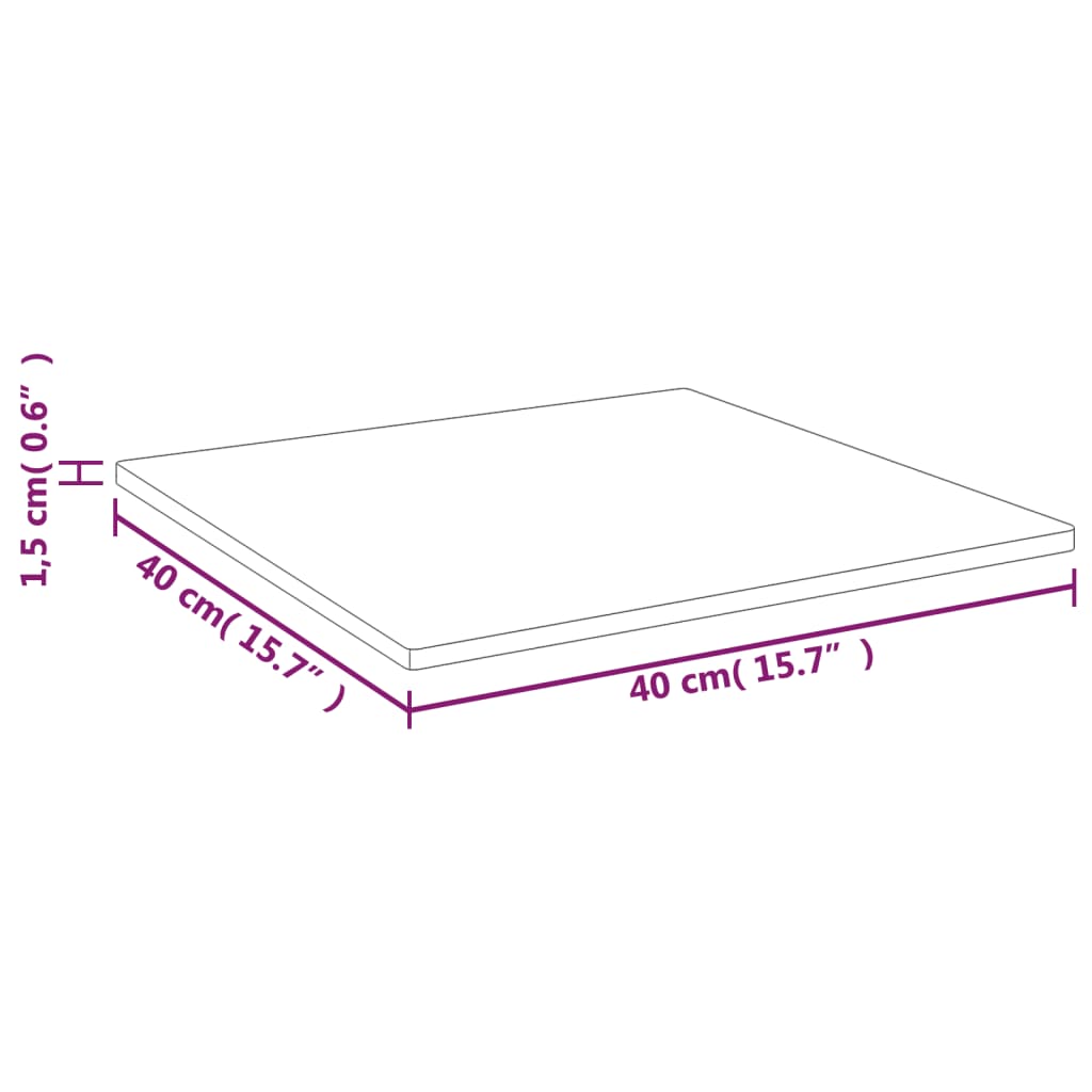 Tafelblad vierkant 40x40x1,5cm massief eiken lichtbruin