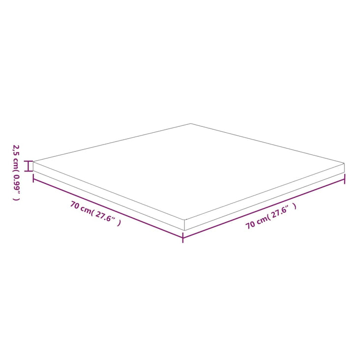 Tafelblad vierkant 70x70x2,5cm behandeld eiken donkerbruin