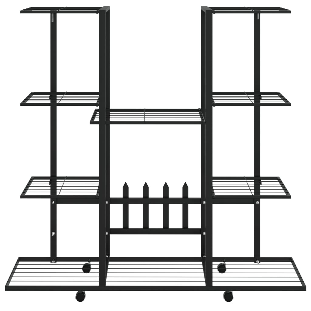 Bloemenstandaard met wielen 94,5x24,5x91,5 cm ijzer zwart