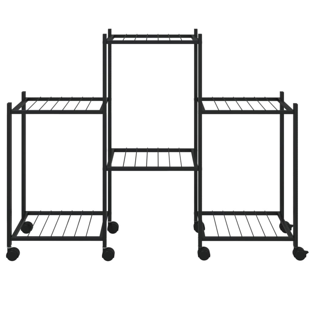 Bloemenstandaard met wielen 83x25x63,5 cm ijzer zwart