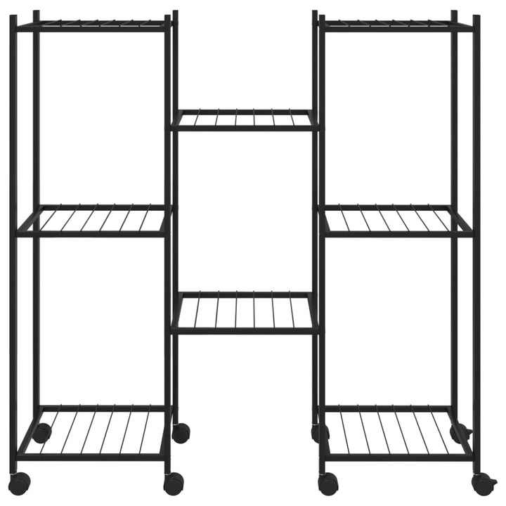 Bloemenstandaard met wielen 83x25x83,5 cm ijzer zwart