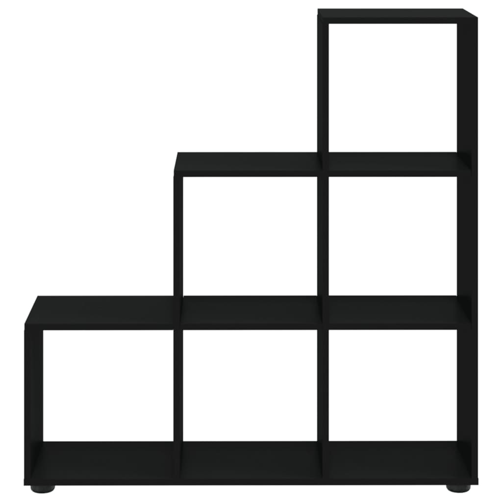 Boekenkast trapvormig 107 cm bewerkt hout zwart